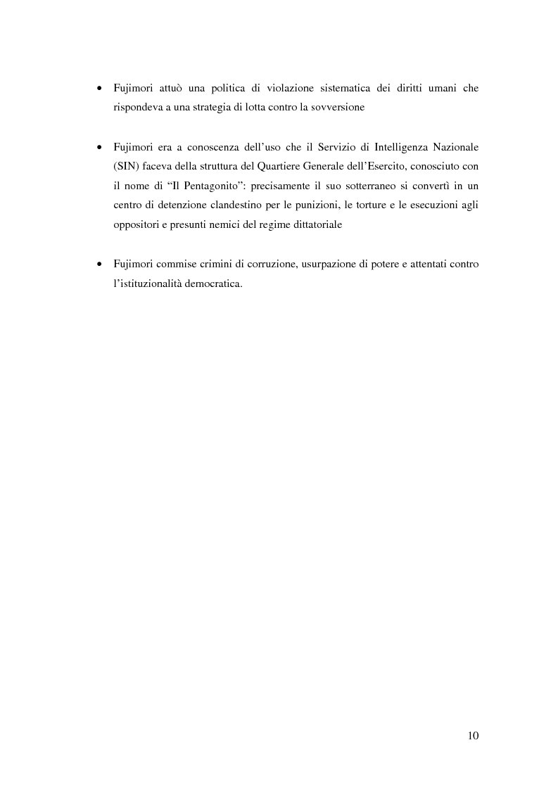 Anteprima della tesi: Processo a Fujimori. Dieci anni di dittatura, corruzione e violazione dei diritti umani., Pagina 8