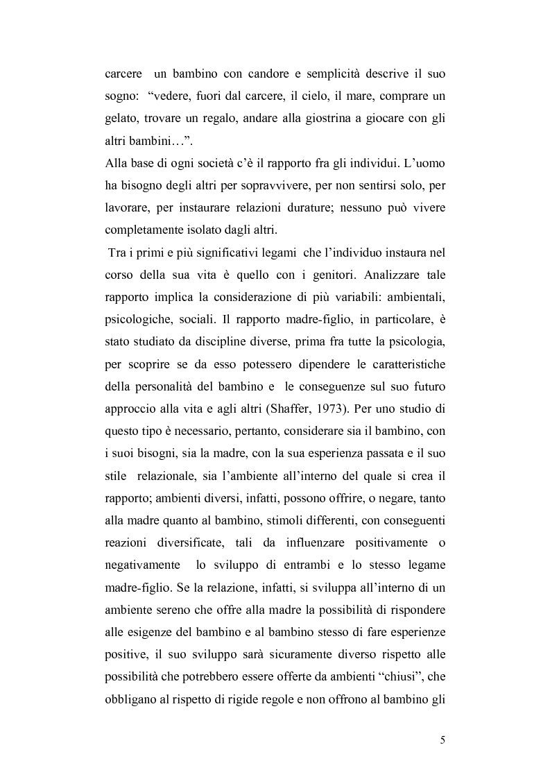 Anteprima della tesi: Lo sviluppo del bambino che vive con la madre detenuta, Pagina 2