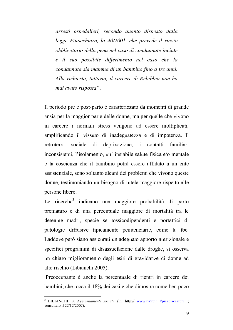 Anteprima della tesi: Lo sviluppo del bambino che vive con la madre detenuta, Pagina 6