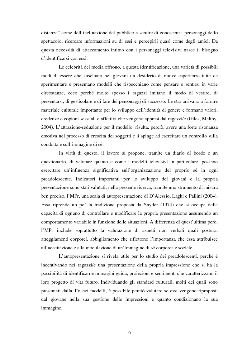Anteprima della tesi: Modelli identificativi proposti in TV e autopresentazione in preadolescenza, Pagina 2