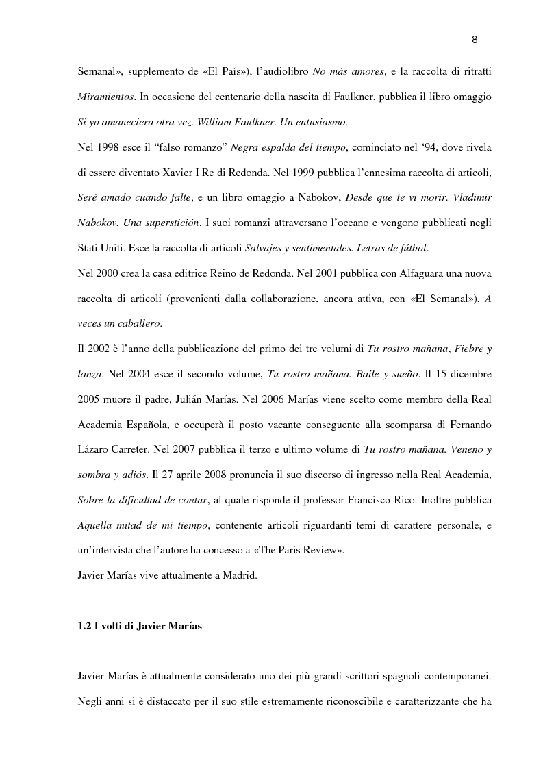 Anteprima della tesi: ''Tu rostro mañana'' di Javier Marías: la violenza dello sguardo, Pagina 3