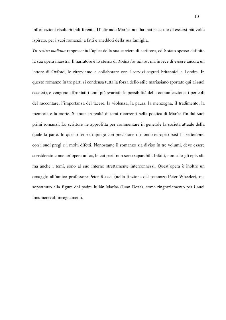 Anteprima della tesi: ''Tu rostro mañana'' di Javier Marías: la violenza dello sguardo, Pagina 5