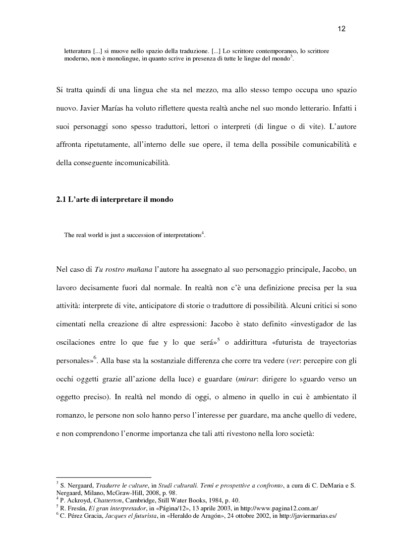 Anteprima della tesi: ''Tu rostro mañana'' di Javier Marías: la violenza dello sguardo, Pagina 7