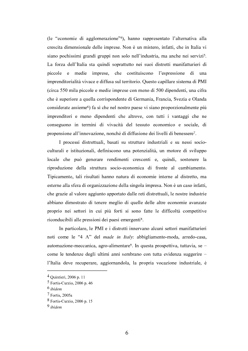 Anteprima della tesi: I distretti industriali della moda tra localismo e outsourcing: i casi dei distretti della calzatura di S. Mauro Pascoli e dello Sportsystem di Montebelluna, Pagina 6