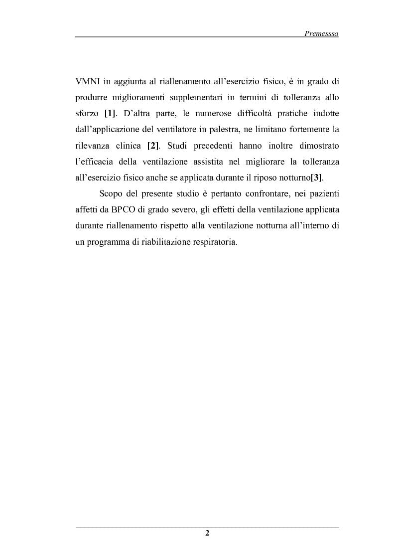 Anteprima della tesi: Effetti della ventilazione assistita non invasiva nella riabilitazione respiratoria di pazienti affetti da Broncopneumopatia Cronica Ostruttiva, Pagina 2