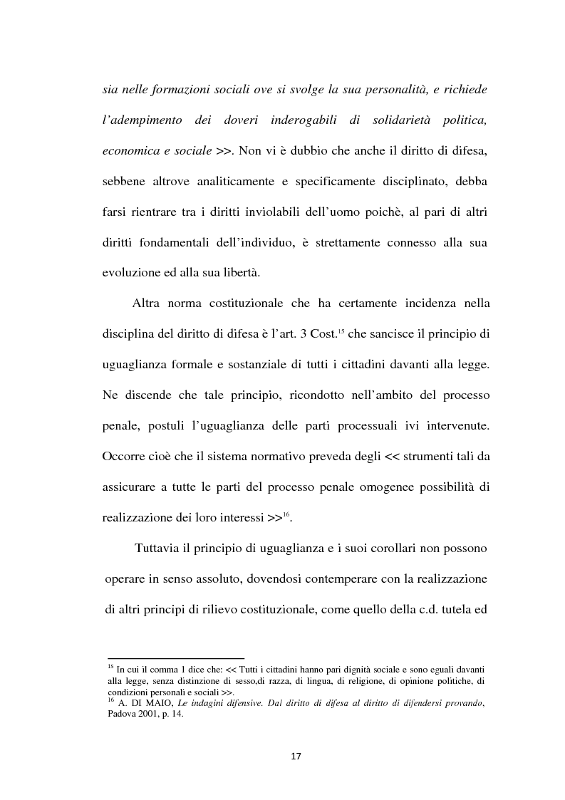 Anteprima della tesi: Il principio di parità tra accusa e difesa. Il diritto di difendersi dopo la legge 397/2000, Pagina 13