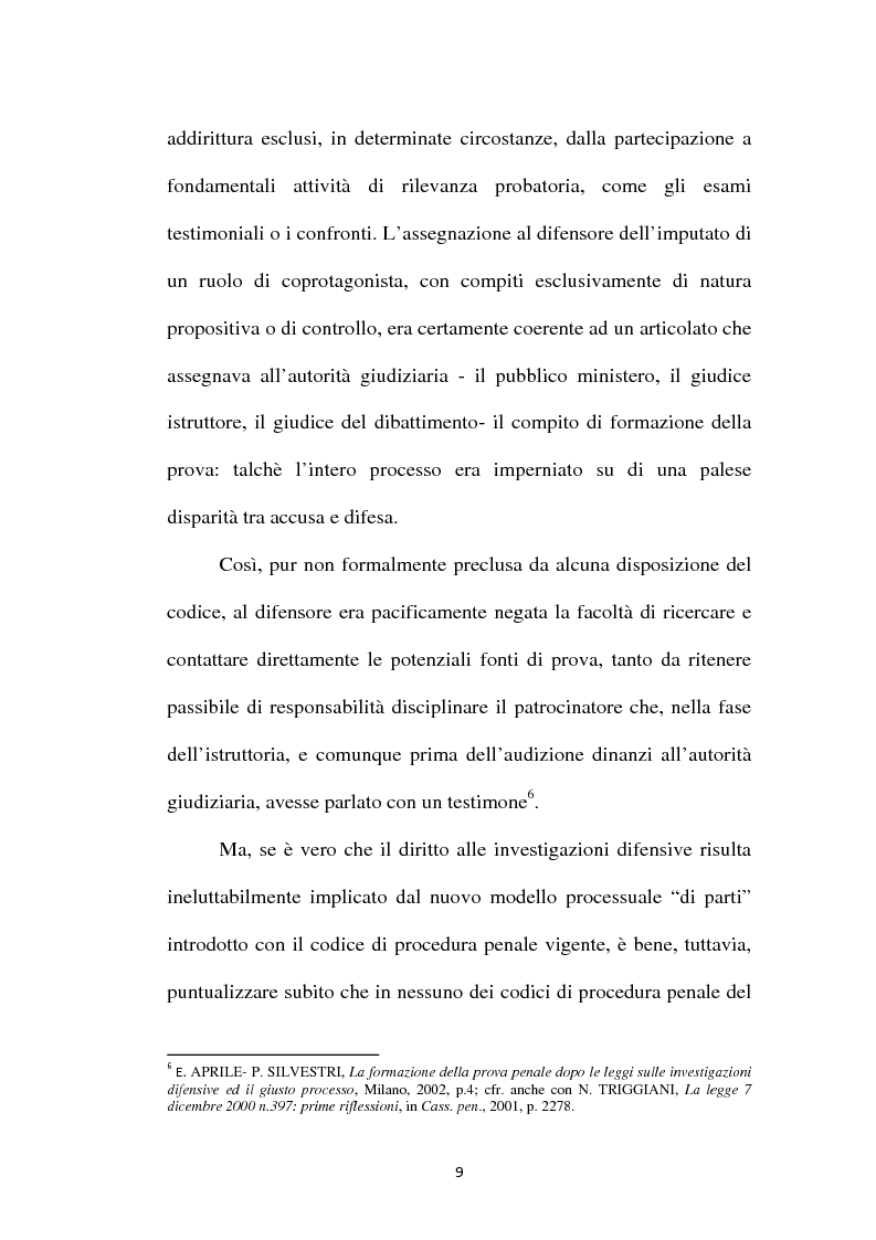 Anteprima della tesi: Il principio di parità tra accusa e difesa. Il diritto di difendersi dopo la legge 397/2000, Pagina 5
