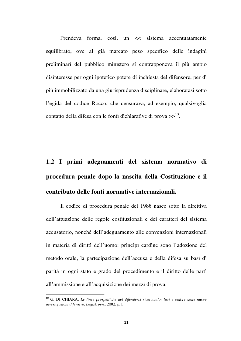 Anteprima della tesi: Il principio di parità tra accusa e difesa. Il diritto di difendersi dopo la legge 397/2000, Pagina 7