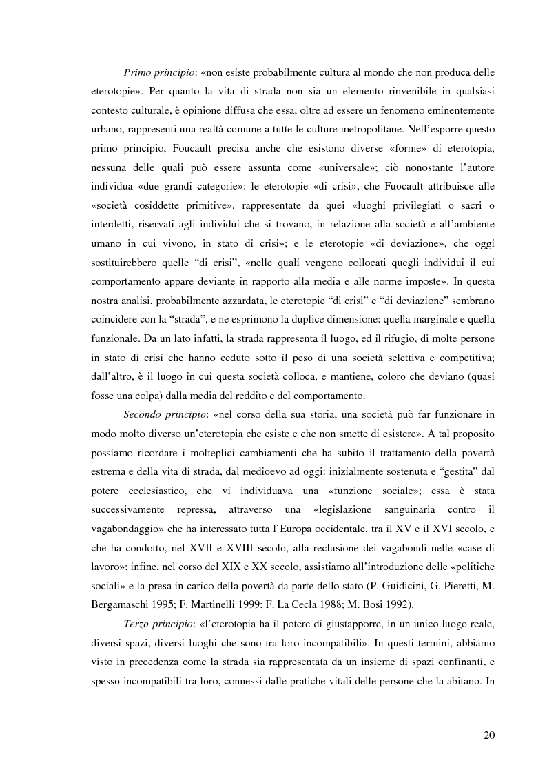 Estratto dalla tesi: Vita di strada e cultura della precarietà