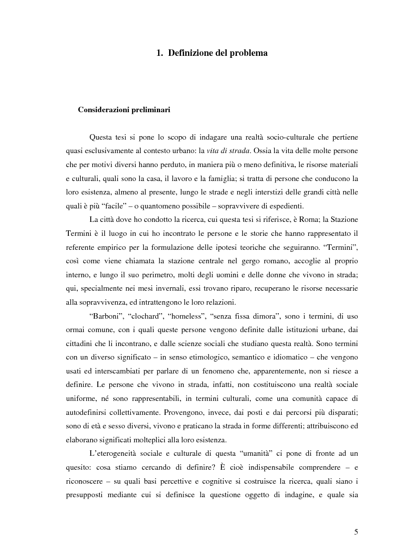 Anteprima della tesi: Vita di strada e cultura della precarietà, Pagina 3