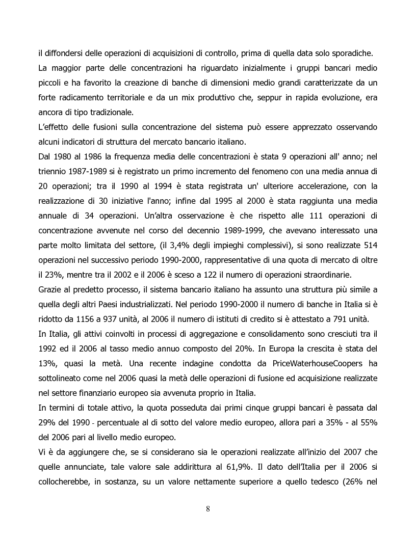 Anteprima della tesi: Il processo di concentrazione bancaria in Italia. Il caso Antonveneta, Pagina 4