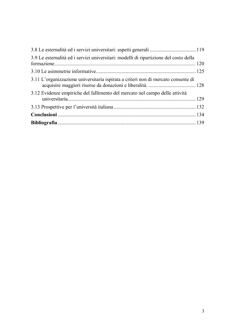 Indice della tesi: Il modello organizzativo dell'università italiana. Limiti, efficienza, produttività, Pagina 2