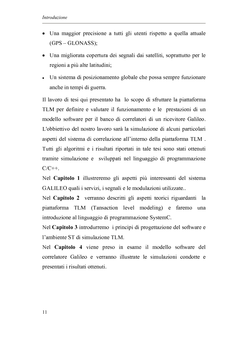 Anteprima della tesi: Sviluppo di un modello software “transaction level” per il banco di correlatori di un ricevitore Galileo, Pagina 3