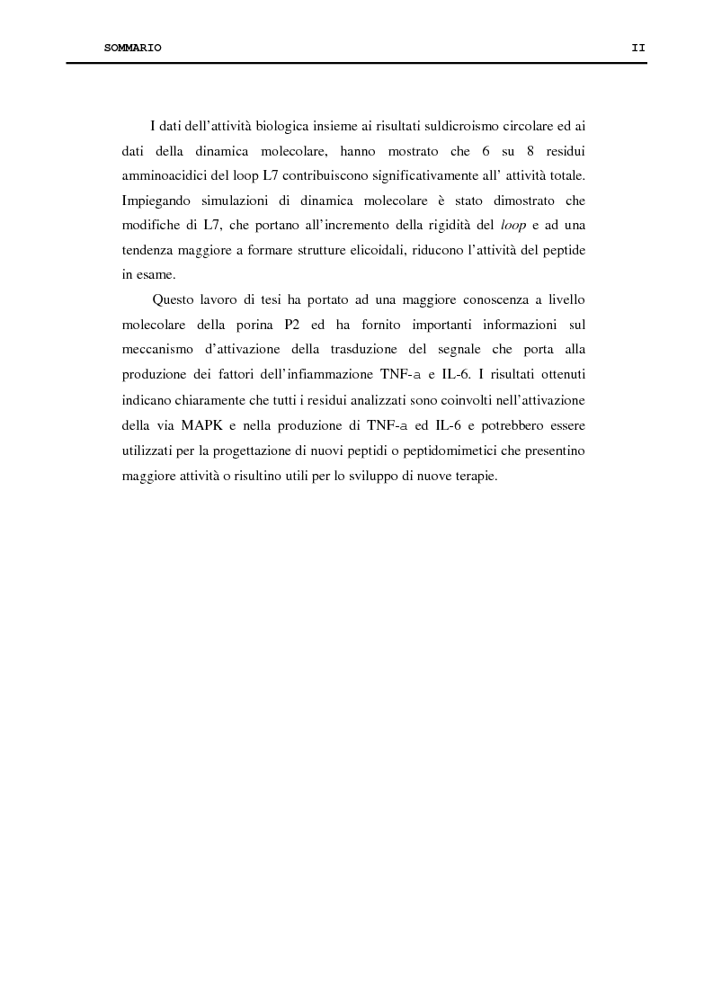 Anteprima della tesi: Proteina P2 da Haemophilus influenzae - Sintesi, caratterizzazione strutturale e attività biologica dei loop superficiali, Pagina 2