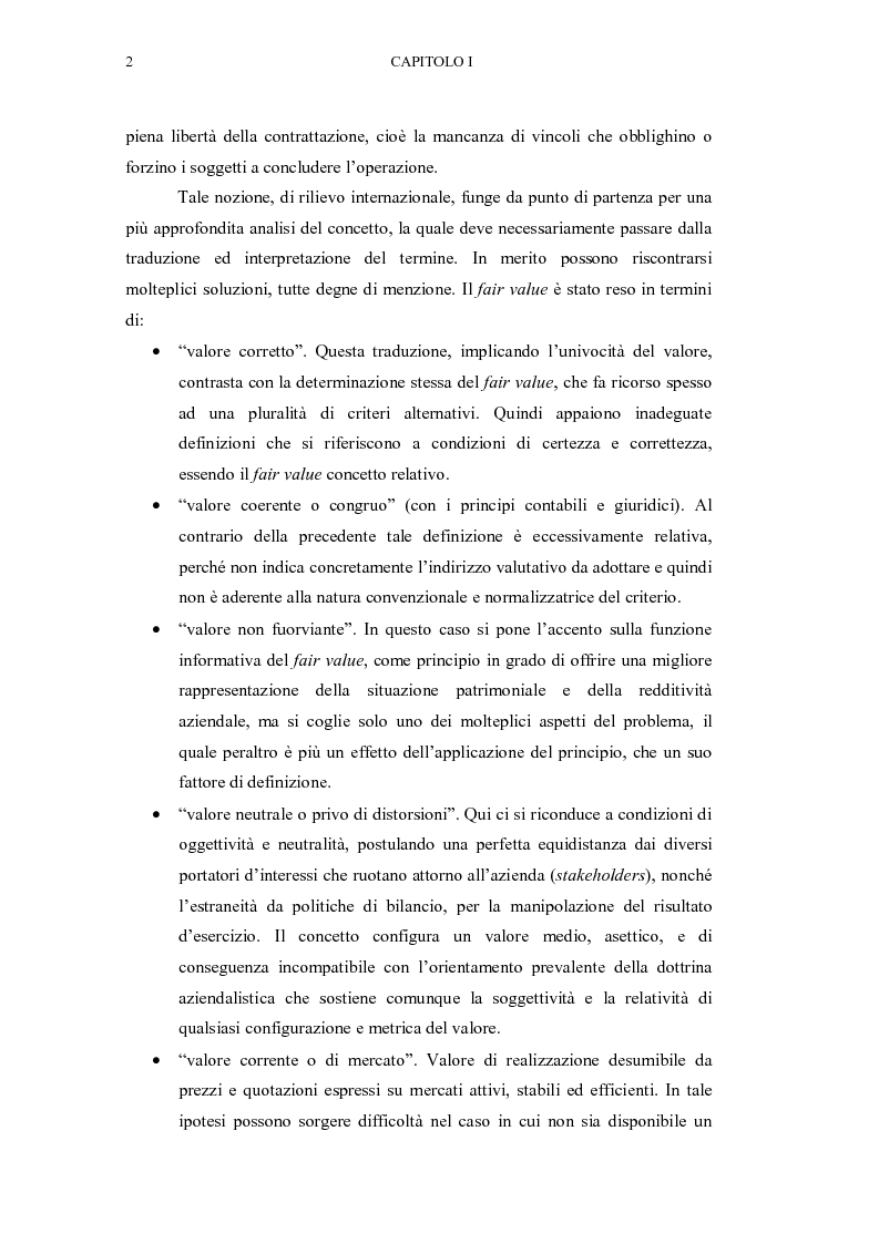 Anteprima della tesi: Il fair value nelle valutazioni di bilancio, Pagina 3