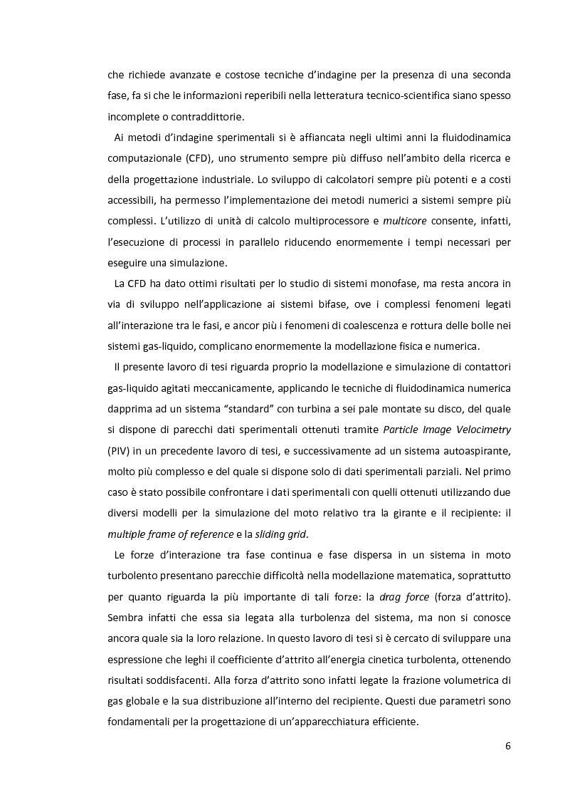 Anteprima della tesi: Modellazione e simulazione di dispersioni gas-liquido in recipienti agitati mediante tecniche di fluidodinamica numerica, Pagina 2
