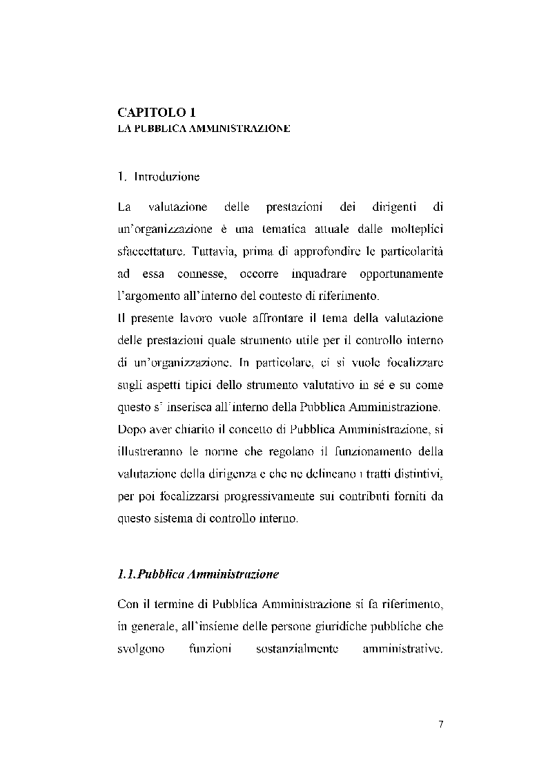 Anteprima della tesi: I sistemi di valutazione delle prestazioni nella P.A., Pagina 1