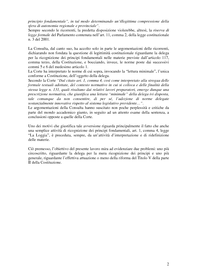 Anteprima della tesi: Delega alla ''mera ricognizione'' dei principi fondamentali, Pagina 2