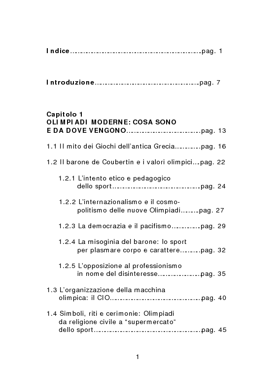 Indice della tesi: Olimpiadi e media: il caso Torino 2006, Pagina 1