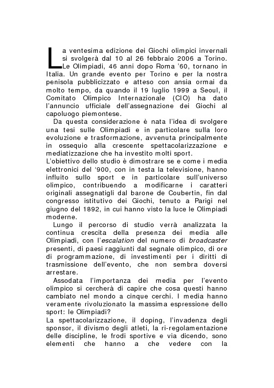 Anteprima della tesi: Olimpiadi e media: il caso Torino 2006, Pagina 2