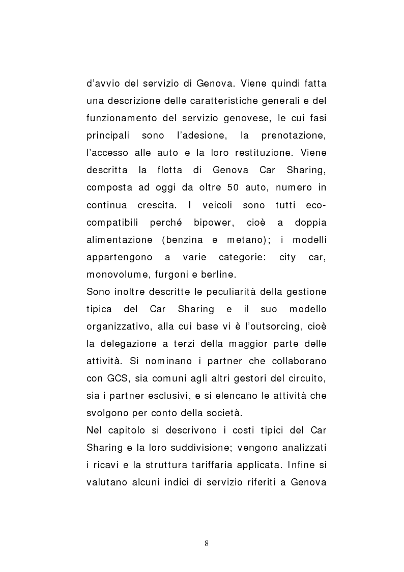 Anteprima della tesi: Il car sharing in Italia. Il caso di Genova Car Sharing, Pagina 5