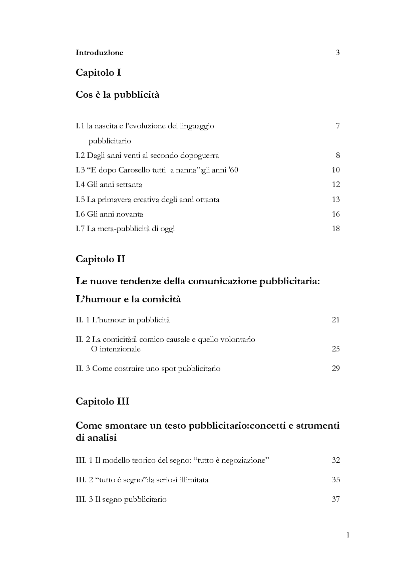 Indice della tesi: Che spot c'è stasera? L'advertainment di Maxi Tim Casa tra nostalgia e comicità, Pagina 1