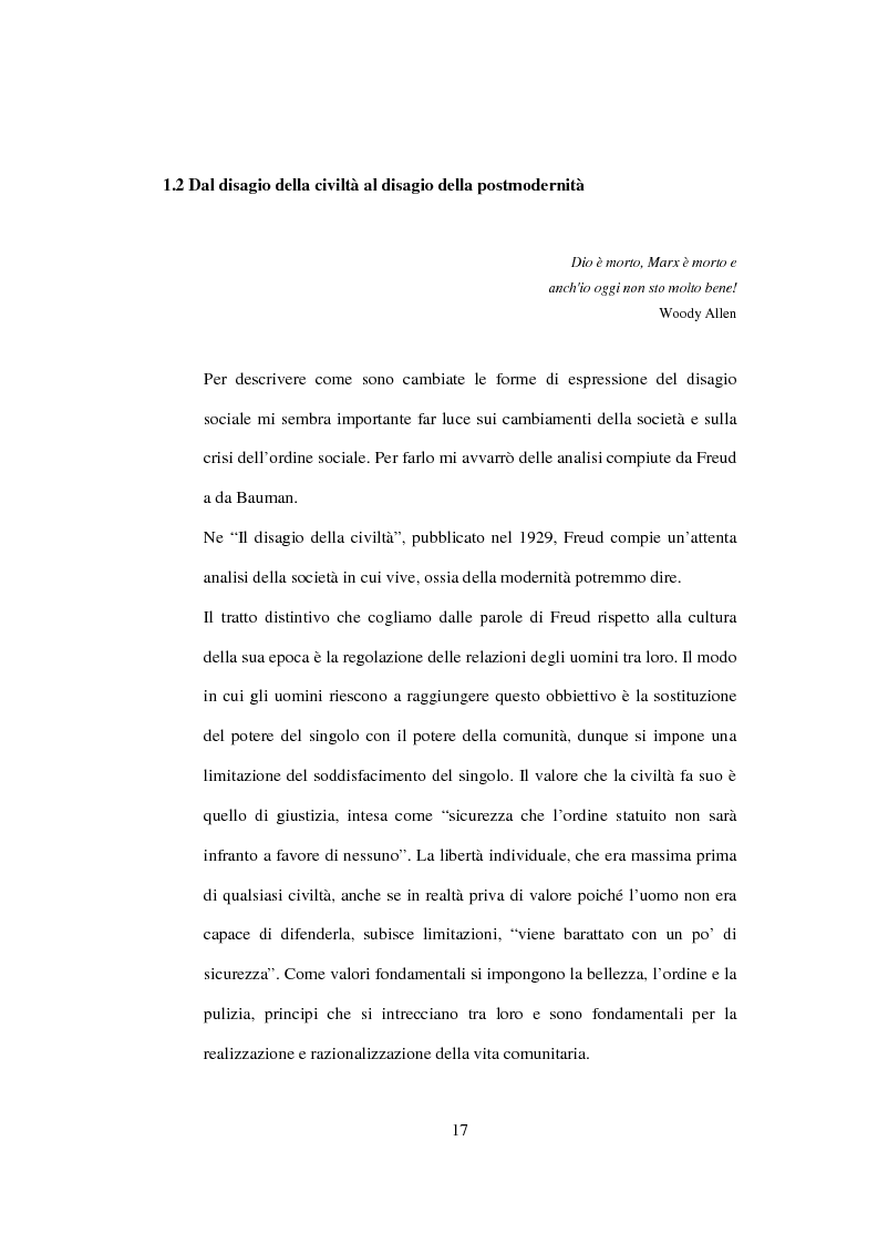 Anteprima della tesi: Postmodernità: adolescenza e nuove forme psicopatologiche - Riflessioni sul carattere sovversivo della psicoanalisi, Pagina 7