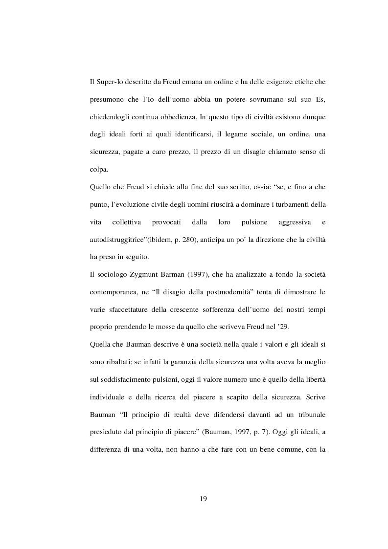 Anteprima della tesi: Postmodernità: adolescenza e nuove forme psicopatologiche - Riflessioni sul carattere sovversivo della psicoanalisi, Pagina 9