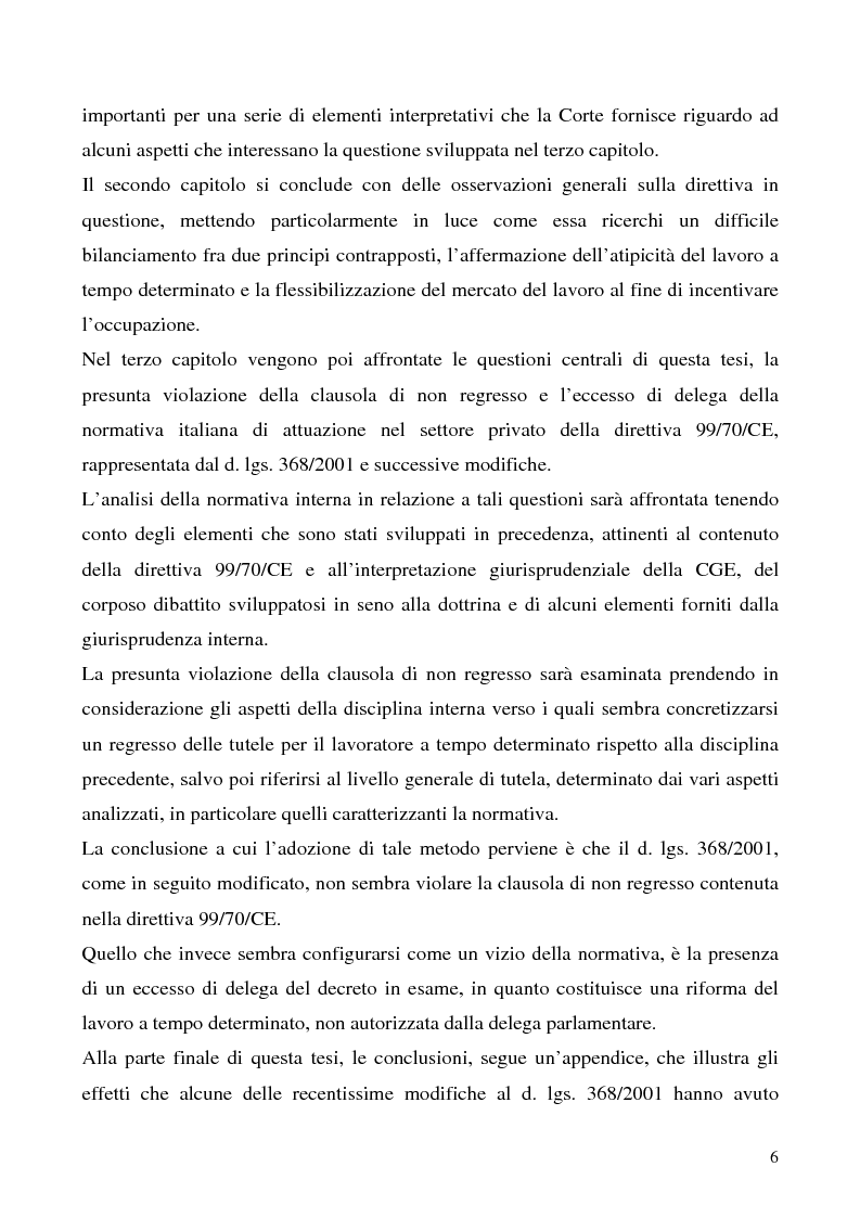 Anteprima della tesi: Lavoro a tempo determinato fra vincoli comunitari e disciplina interna: problemi aperti, Pagina 2
