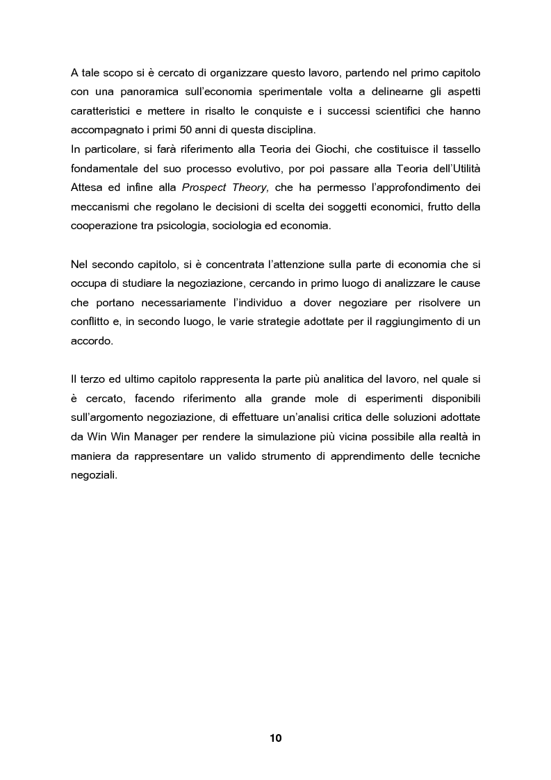 Anteprima della tesi: Analisi e validazione secondo i principi dell’economia sperimentale di un gioco di contrattazione online: Win Win Manager, Pagina 3