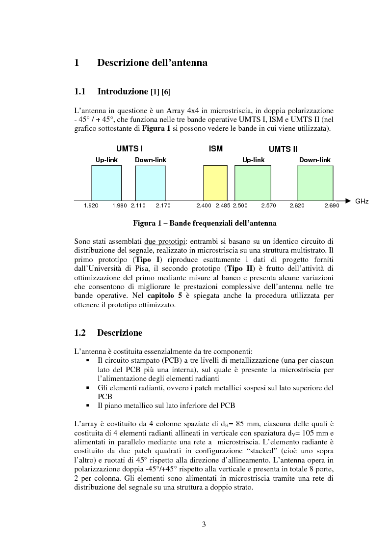 Anteprima della tesi: Misure su un prototipo di array di antenne in microstriscia per applicazioni UMTS, Pagina 3