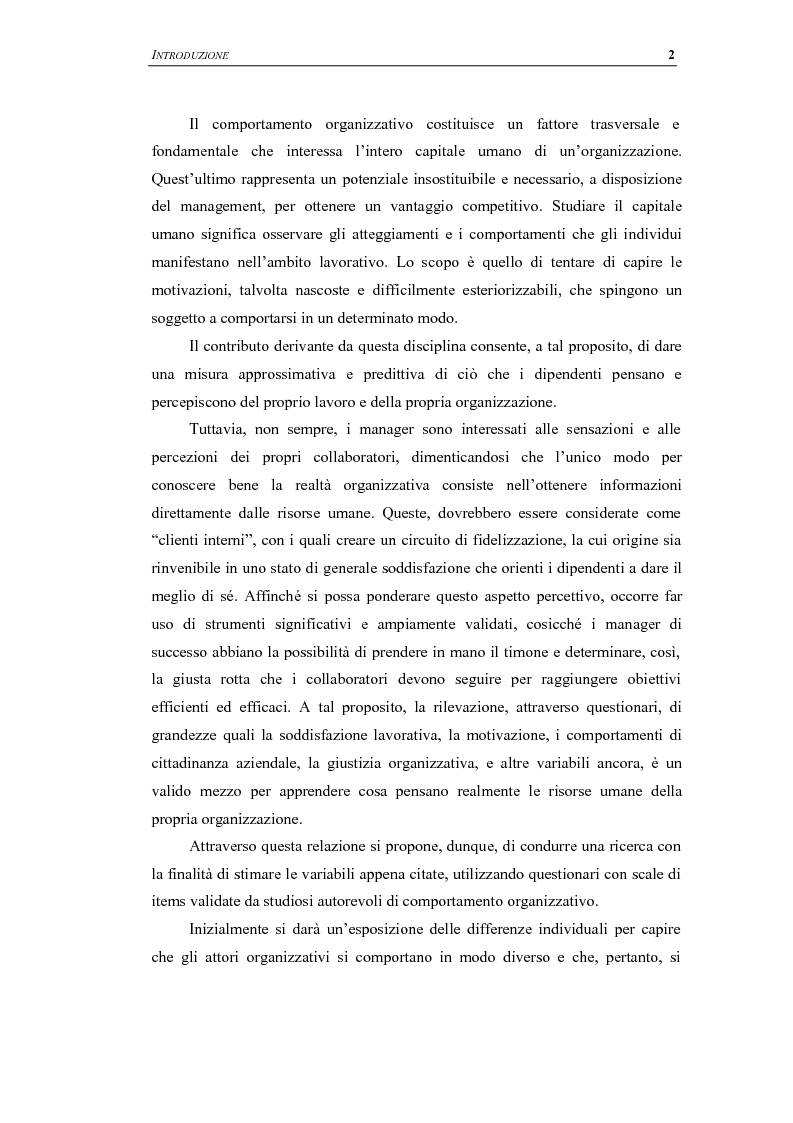 Anteprima della tesi: Cittadinanza aziendale, giustizia organizzativa e motivazione al lavoro: una ricerca empirica sulla società "Southern Data Processing", Pagina 2