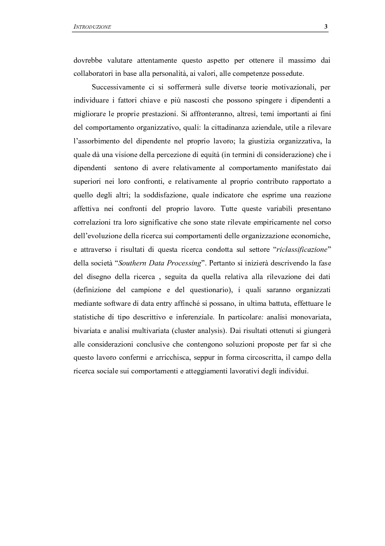 Anteprima della tesi: Cittadinanza aziendale, giustizia organizzativa e motivazione al lavoro: una ricerca empirica sulla società "Southern Data Processing", Pagina 3