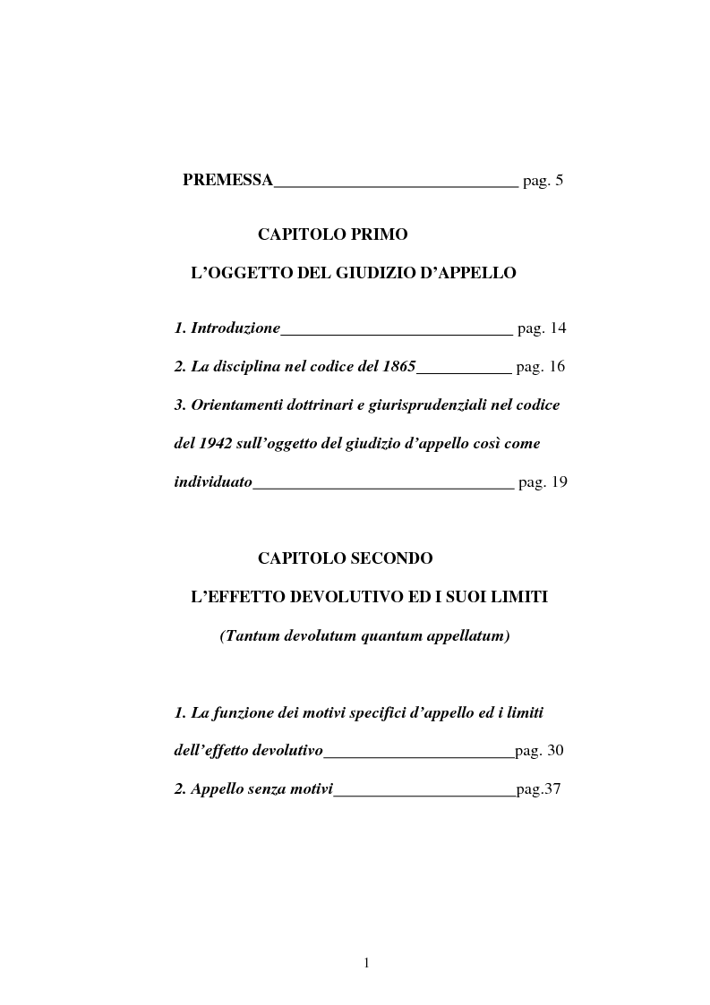 Indice della tesi: Onere della riproposizione ex art 346 c.p.c., Pagina 1