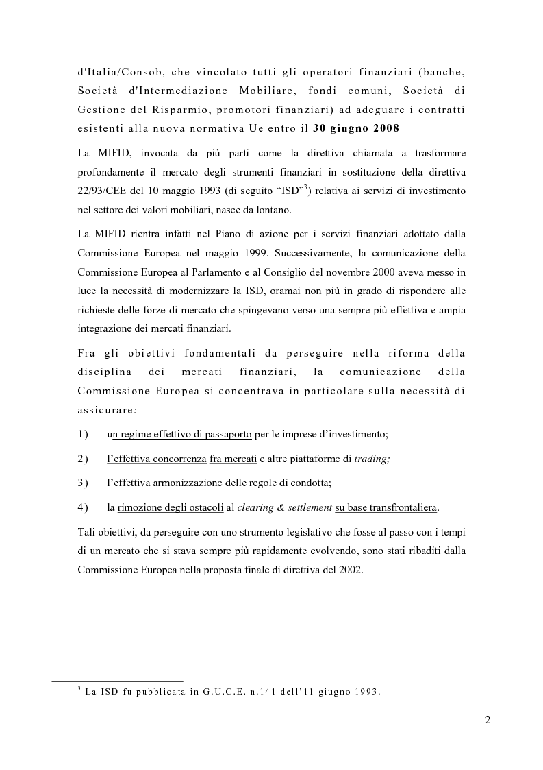 Anteprima della tesi: La riorganizzazione delle banche per l'applicazione della Mifid, Pagina 3