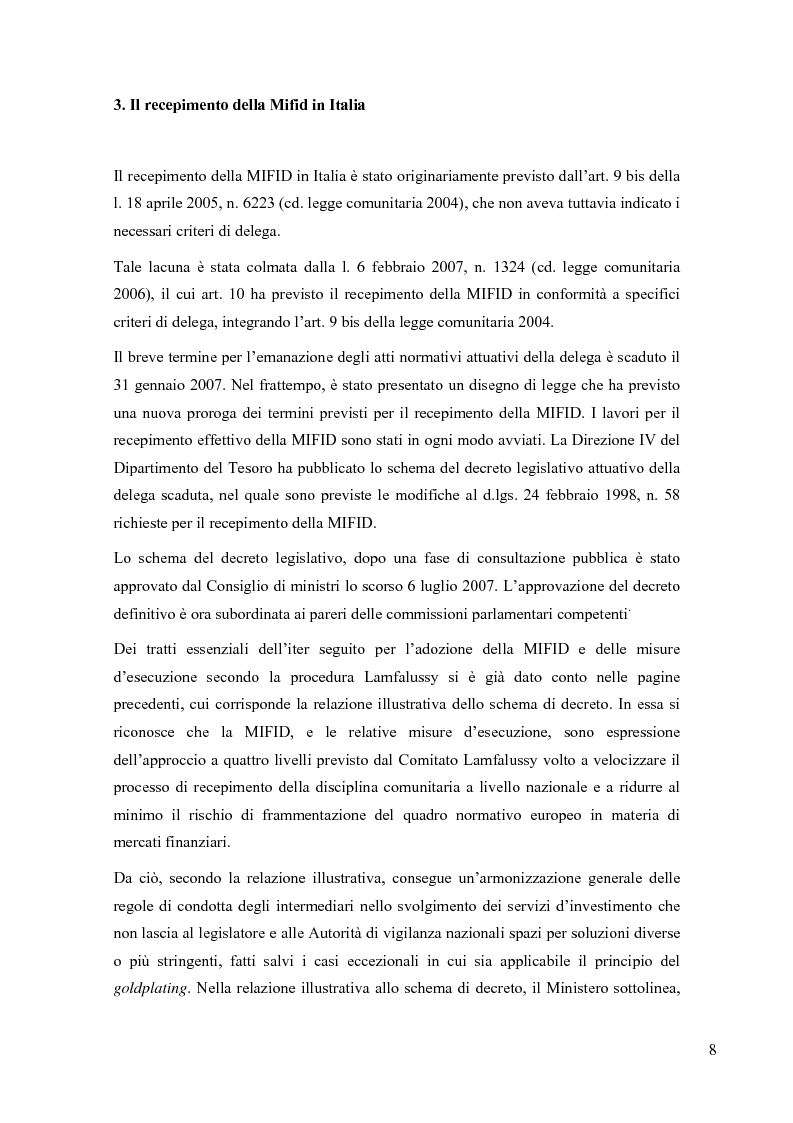 Anteprima della tesi: La riorganizzazione delle banche per l'applicazione della Mifid, Pagina 9