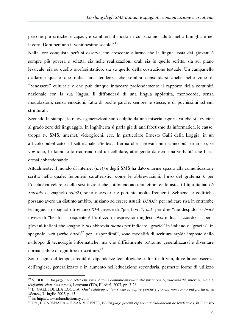 Anteprima della tesi: Lo slang degli SMS italiani e spagnoli: comunicazione e creatività, Pagina 3