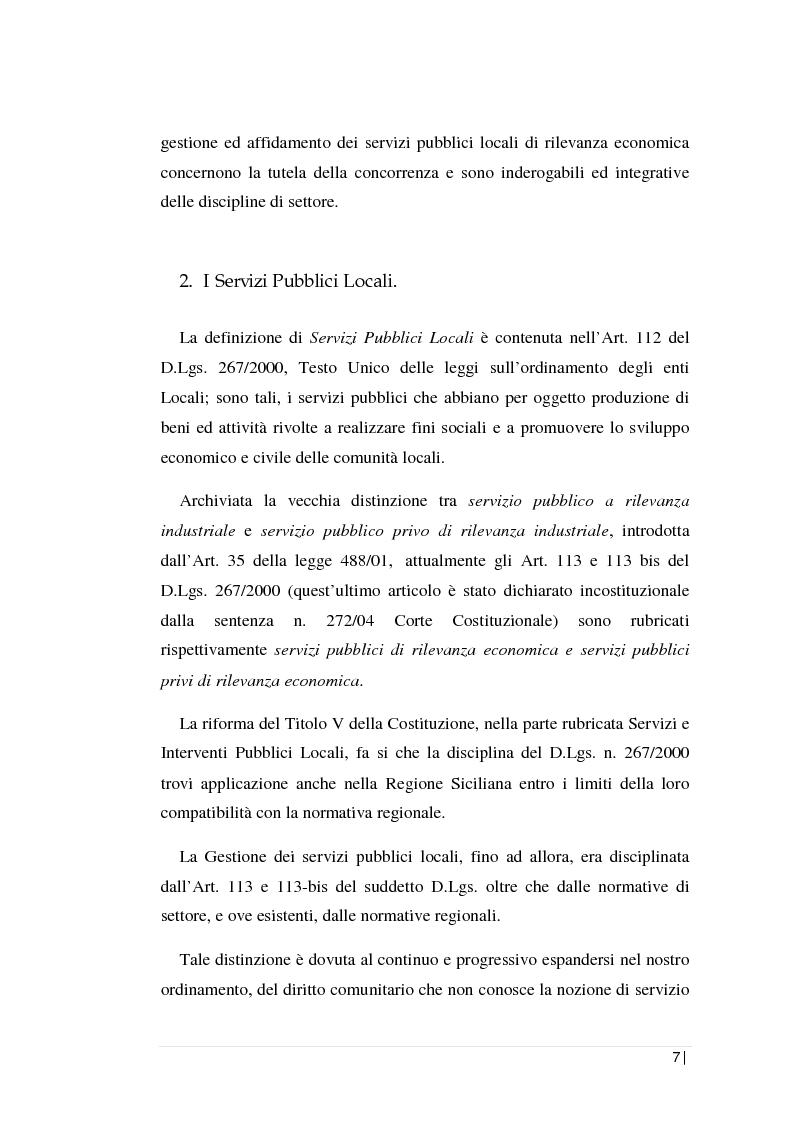 Anteprima della tesi: La regolamentazione dei servizi pubblici locali: il servizio di gestione dei rifiuti nella Regione Sicilia. L’analisi contabile di una società d'ambito., Pagina 3