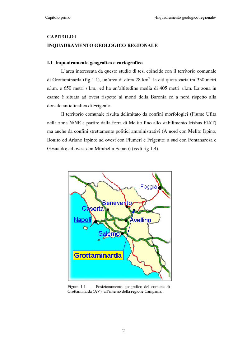 Anteprima della tesi: Studi geologici per la microzonazione sismica del comune di Grottaminarda (AV), Pagina 2