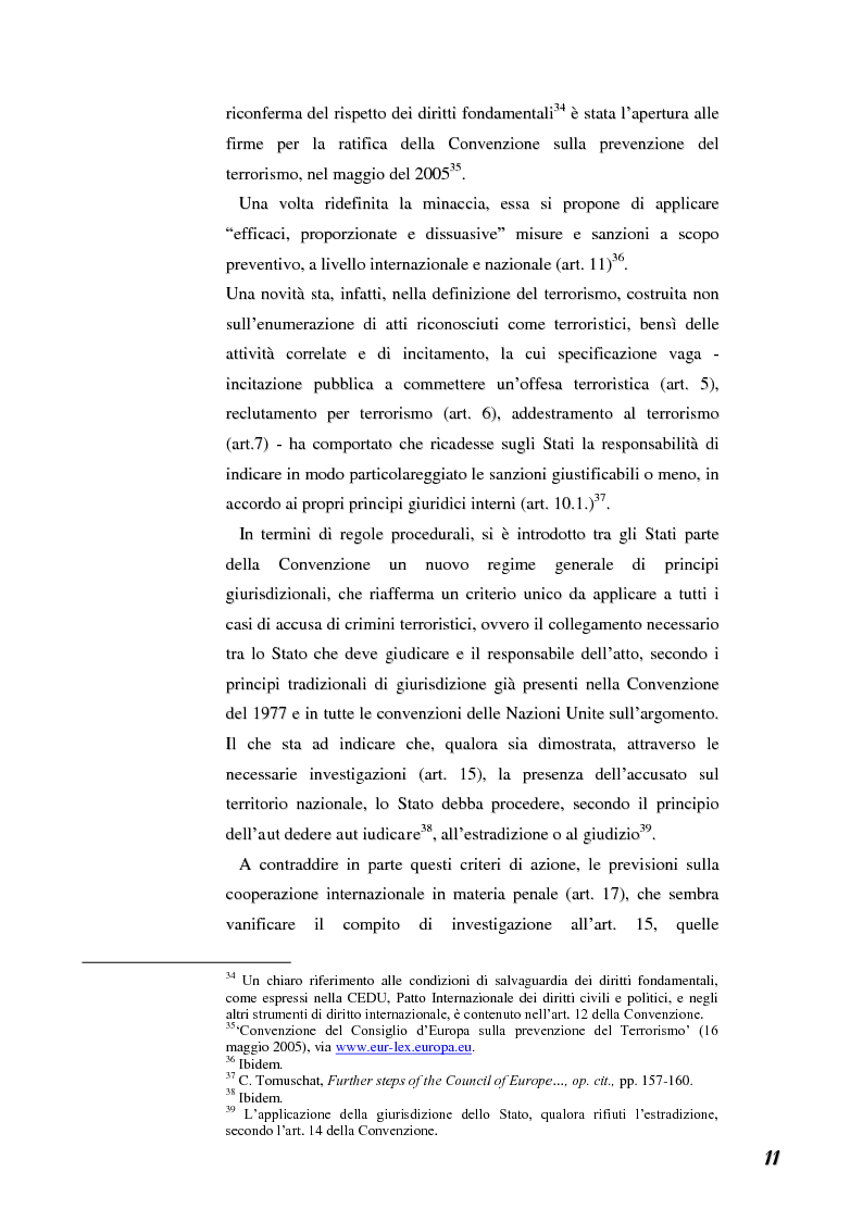 Anteprima della tesi: Terrorismo e stranieri: il giusto equilibrio tra libertà e sicurezza nella giurisprudenza della Corte Europea dei diritti dell'uomo, Pagina 11