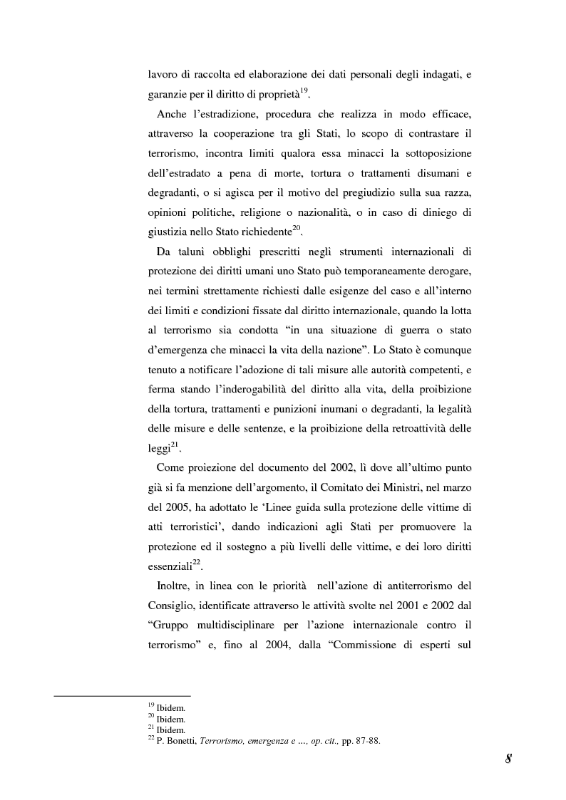 Anteprima della tesi: Terrorismo e stranieri: il giusto equilibrio tra libertà e sicurezza nella giurisprudenza della Corte Europea dei diritti dell'uomo, Pagina 8