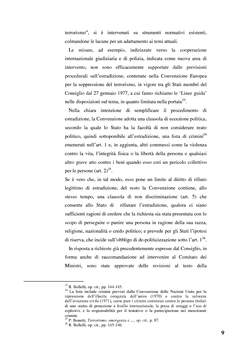 Anteprima della tesi: Terrorismo e stranieri: il giusto equilibrio tra libertà e sicurezza nella giurisprudenza della Corte Europea dei diritti dell'uomo, Pagina 9