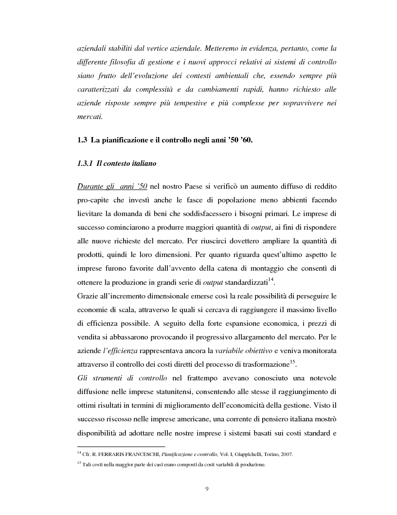 Anteprima della tesi: Il percorso evolutivo della pianificazione e del controllo: verso un sistema unico, Pagina 8