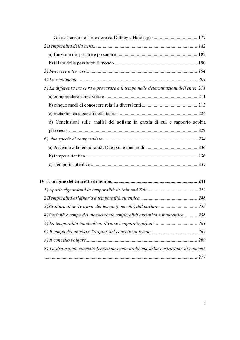 Indice della tesi: Concetto e fenomeno di tempo, Pagina 2