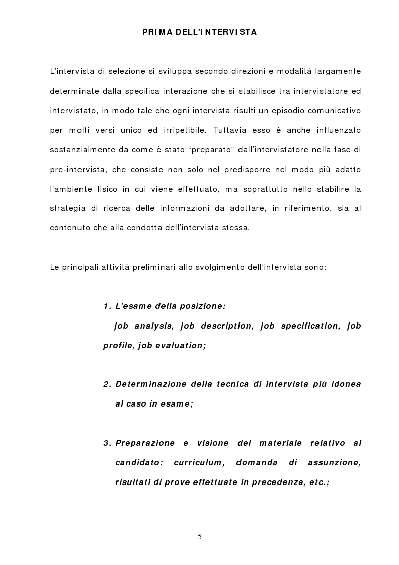Anteprima della tesi: L'Intervista di selezione semistrutturata: metodi e tecniche di attuazione, Pagina 4