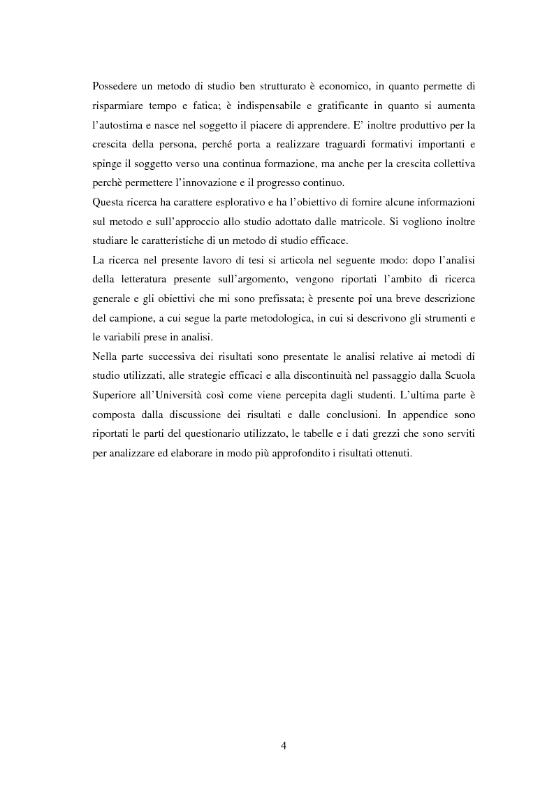 Anteprima della tesi: Approccio e metodi di studio nella transizione all’Università: una ricerca su un gruppo di studenti frequentanti il primo anno di Psicologia a Torino, Pagina 2