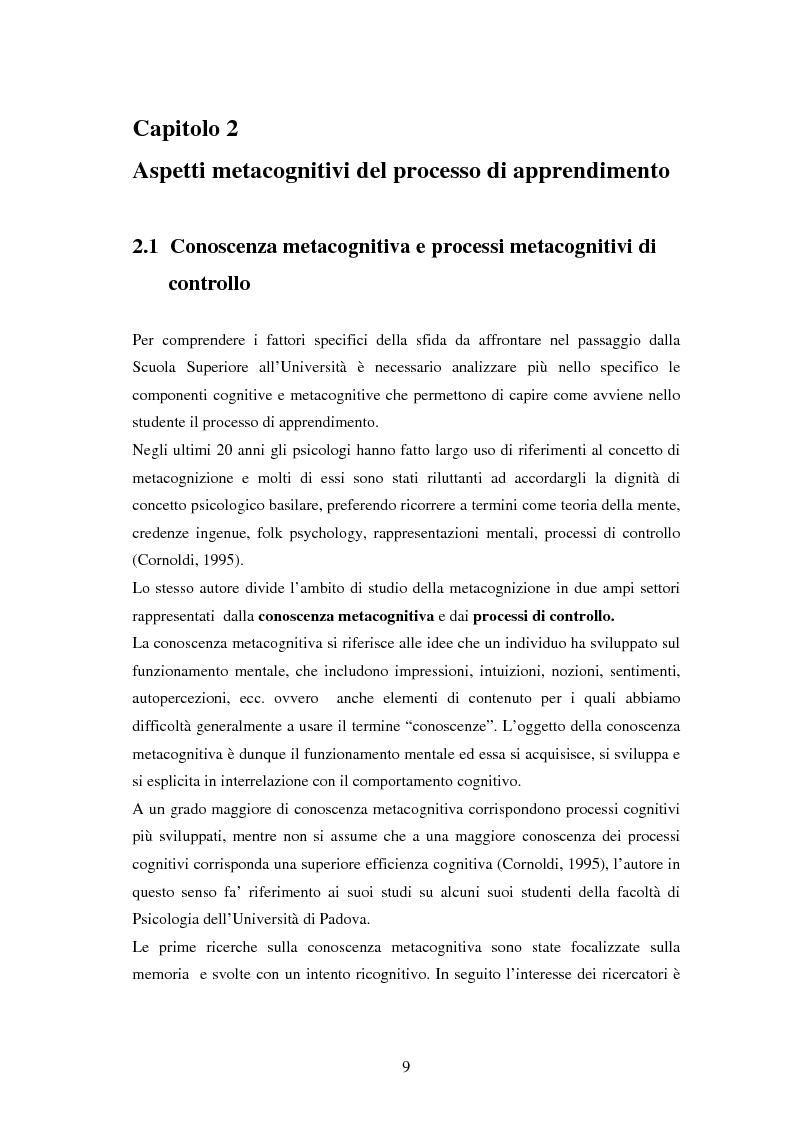 Anteprima della tesi: Approccio e metodi di studio nella transizione all’Università: una ricerca su un gruppo di studenti frequentanti il primo anno di Psicologia a Torino, Pagina 7