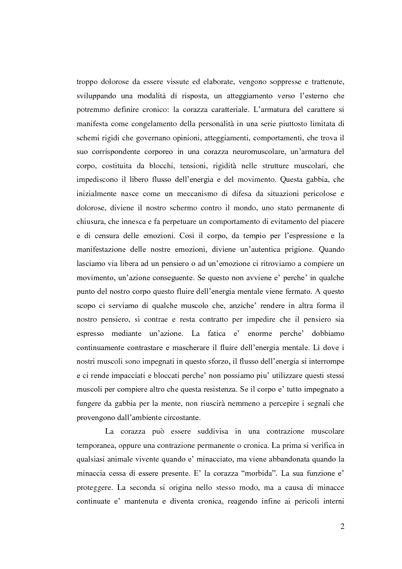 Anteprima della tesi: La corazza caratteriale/muscolare in Wilhelm Reich: le ragioni del corpo, Pagina 3