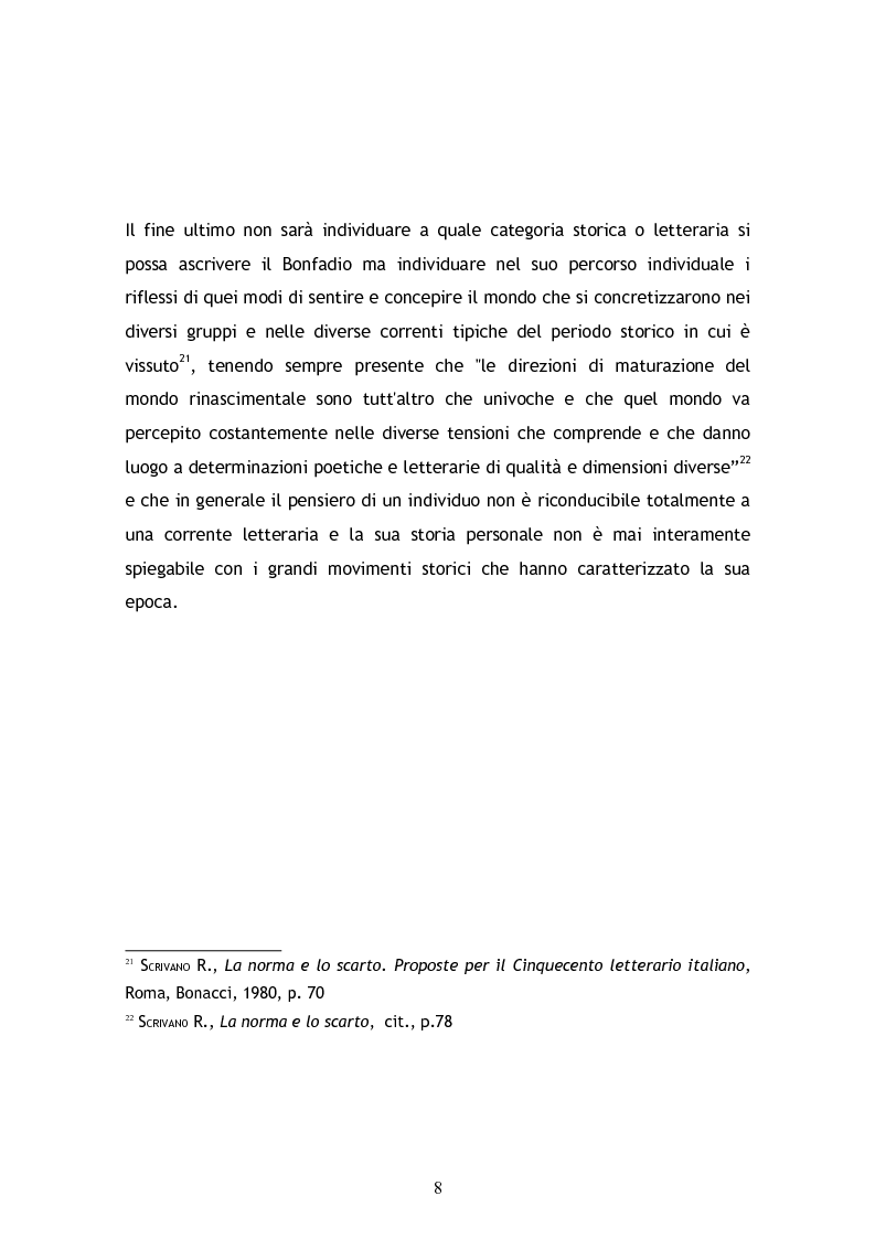 Anteprima della tesi: Jacopo Bonfadio. Le avverse fortune di un umanista del Cinquecento, Pagina 8