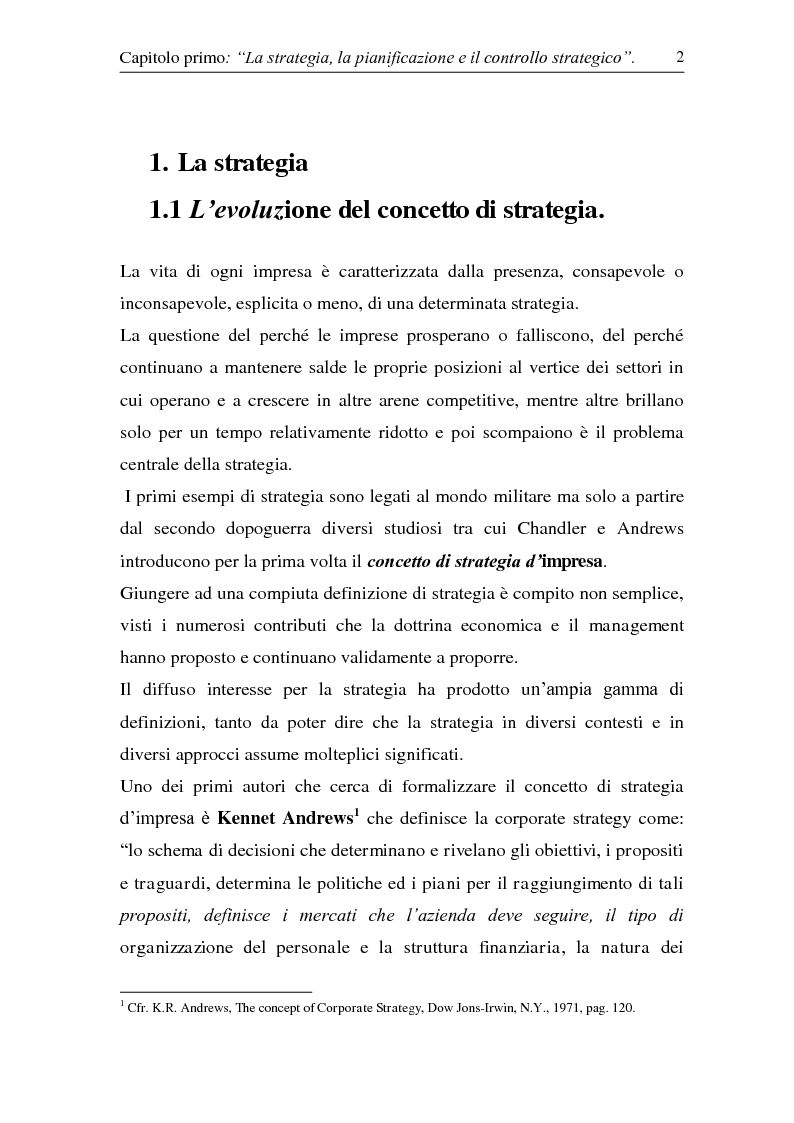 Anteprima della tesi: Controllo strategico. Ruolo e strumenti, Pagina 7
